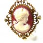 Art Vintage Goldtone Lady Cameo Locket Pendant by AVON 73115