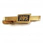 Vintage Goldtone & Black 2 Lions Passant & A Shield Tie Clasp 41317
