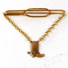 Vintage Gold Tone & Brassy Cowboy Boot & Spur Tie Clasp Unbranded 62016