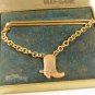 Vintage Gold Tone & Brassy Cowboy Boot & Spur Tie Clasp Unbranded 62016