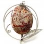 Large 2 1/2" Silver Tone Natural Stone & Leaf Pendant 11717