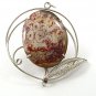 Large 2 1/2" Silver Tone Natural Stone & Leaf Pendant 11717