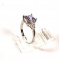 Silvertone Costume Clear & Purple Rhinestones Ring SZ 9 Unbranded 81815