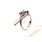 Silvertone Costume Clear & Purple Rhinestones Ring SZ 9 Unbranded 81815