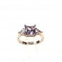 Silvertone Costume Clear & Purple Rhinestones Ring SZ 9 Unbranded 81815