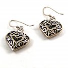Sterling Silver Dangley Heart Pieced Earrings 04152014