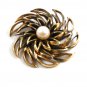 Classy Vintage Napier Sterling Silver Vermeil Real Pearl Brooch