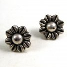 Vintage Sterling Silver Flower Pieced Earrings