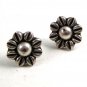 Vintage Sterling Silver Flower Pieced Earrings