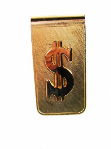 Vintage Goldtone $ Dollar Symbol Money Clip Unbranded 42016