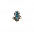 Vintage Southwest Silver Tone Faux Turqouise Ring Sz 5 Unbranded 61016