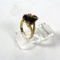Vintage Goldtone & Black Costume Heart Ring SZ 5 Unbranded 82615