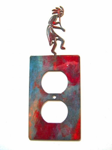 Kokopelli w/ Flute Double Outlet Cover Plate Steel Images USA 021915L