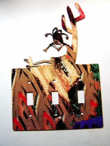 Kokopelli Flute Cactus Triple Switch Cover Plate by Steel ImagesUSA 021915F