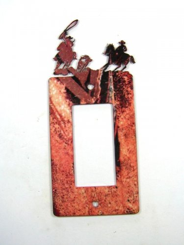 Cowboys Rodeo Calf Roping Double Rocker Outlet Cover Plate by Steel Images B