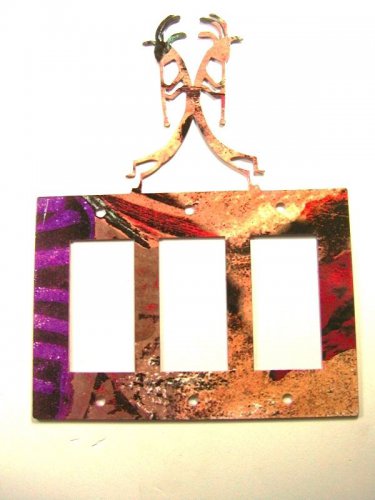 Kokopelli Flute Triple Rocker Outlet Cover Plate Steel Images USA 022515J