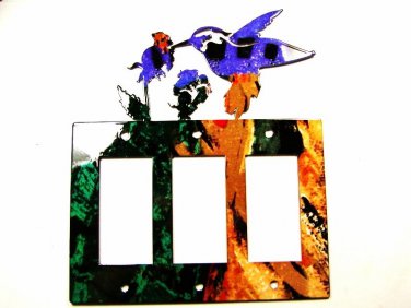 Hummingbird Triple Rocker Outlet Cover Plate Steel Images USA 022615M5A