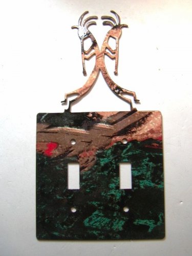 Kokopelli Flute Double Switch Cover Plate Steel Images USA 021915GG