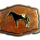 1970's Appaloosa Horse Enameled Coppertone Belt Buckle 092214