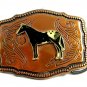 1970's Appaloosa Horse Enameled Coppertone Belt Buckle 092214