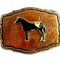 1970's Appaloosa Horse Enameled Coppertone Belt Buckle 092214