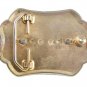 Vintage Western Silvertone Goldtone Black White Agate Stone Belt Buckle 421217