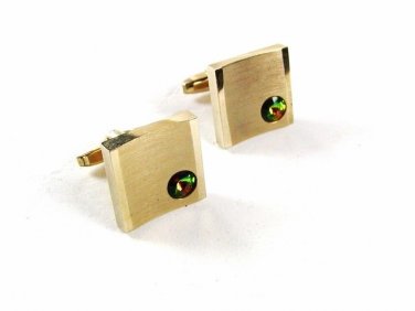 Goldtone & Small Watermelon Rhinestone Cufflinks By SARAH COVENTRY
