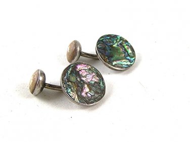 Vintage Sterling Silver & Abalone Cufflnks 91316
