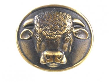 Vintage 1975 Malcolm Hereford Cows Cocktail Brass Belt Buckle 6416