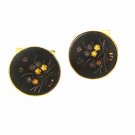 Damascene Black Goldtone Flowers Cufflinks Unbranded 32616