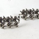Vintage 3 Dancing Silver Tone Lions Cufflinks By SWANK 111516