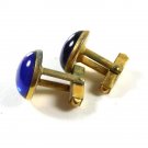 Art Deco Gold Tone Blue Cufflinks by SWANK 12215