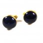 Art Deco Gold Tone Blue Cufflinks by SWANK 12215