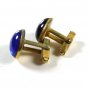 Art Deco Gold Tone Blue Cufflinks by SWANK 12215