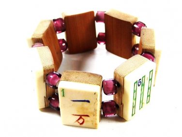 Vintage Wooden Mah Jong tiles Reversible Bracelet Unbranded 71715