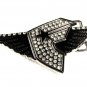Wings Motorcycle ? Silvertone Rhinestones Black Belt Buckle Unbranded 22916