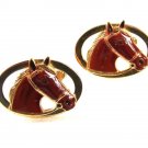 Gold Tone & Brown Horse Head Cufflinks By ANSON PAT PEND 12016
