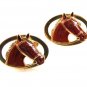 Gold Tone & Brown Horse Head Cufflinks By ANSON PAT PEND 12016