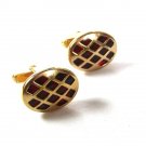 Vintage Goldtone & Red Cufflinks By ANSON PAT PEND 42616