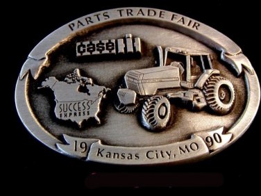 Vintage 1990 JI Case Parts Trade Fair Kansas City MO Pewter Belt Buckle