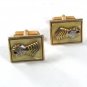 Vintage Gold Tone & White Knights Gloves Cufflinks By SWANK 61716