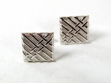 Vintage Silver Tone Square Cufflinks By SWANK 81016