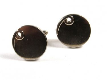 Silver Tone Round  with Hole Swirl Cufflinks by SWANK 12515