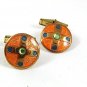 Pink Blue Goldtone Rhinestone Cufflinks 31417