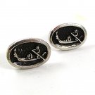 1950's Silvertone Black Venice Gondola Boat Canal Cufflinks 33017