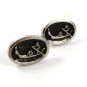 1950's Silvertone Black Venice Gondola Boat Canal Cufflinks 33017