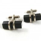 Silvertone & Black Dress Cufflinks 41917