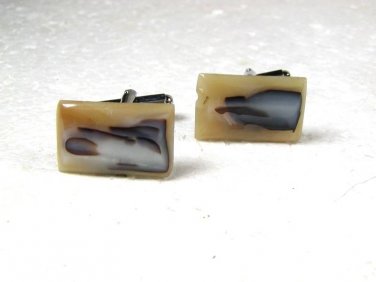 Vintage Early Plastic Silver Tone Cufflinks Unbranded 122315