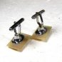 Vintage Early Plastic Silver Tone Cufflinks Unbranded 122315