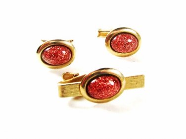 Goldtone Cufflinks & Tie Clasp Unbranded 42716a